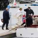 Kongesjaluppen tar Kongen og Dronningen tilbake til KS Norge. Foto: Terje Bendiksby / NTB scanpixf